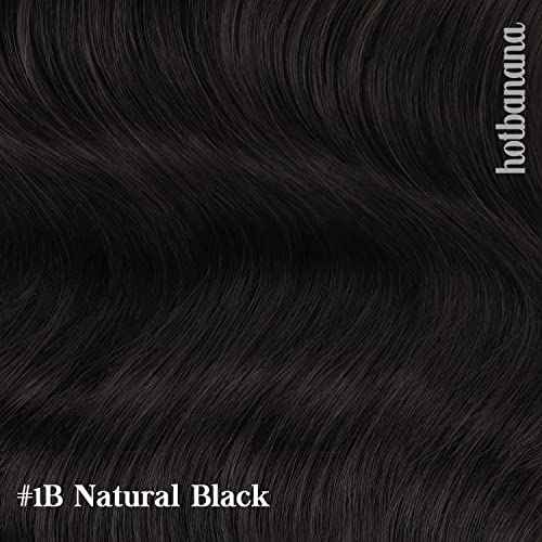 HOTBANANA Human Hair Clip in Hair Extensions, Natural Black 120g Clip in Hair Extensions Real Human Hair Straight Remy Hair 20 Inch 7pcs