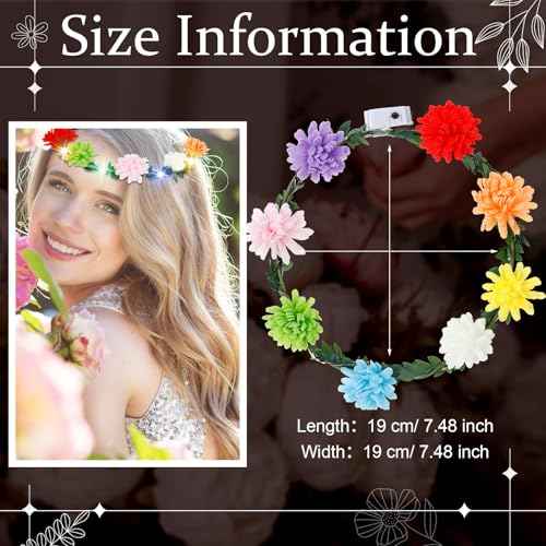 Yunsailing 64 Pcs Christmas Light up LED Flower Crown Glow Party Headband Girl Headpiece Glowing Floral Headdress(Cute)