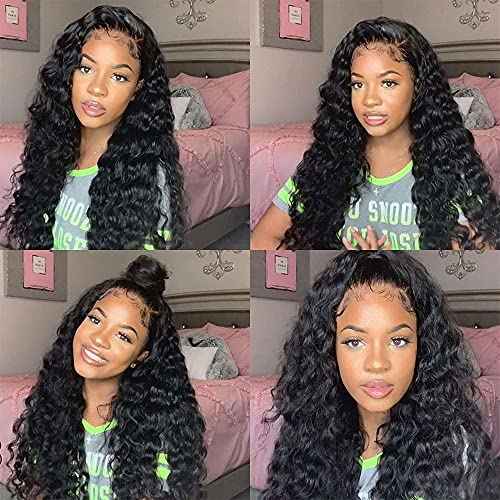 Bangjazz 4X4 Lace Front Wigs Human Hair Water Wave Wig 180% Density Brazilian Virgin Hair Pre Plucked with Baby Hair Wigs for Black Women Deep Water Wig 18 Inch Natural Color (18 Inch,Water Wave Wigs)