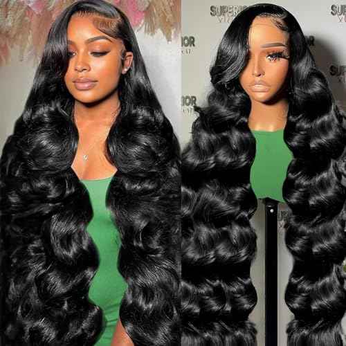 24 Inch Body Wave Lace Front Wigs Human Hair 200% Density 13x6 HD Lace Frontal Wig Pre Plucked Tangle-free Body Wave Wig with Baby Hair Virgin Human Hair Wigs for Women Daily
