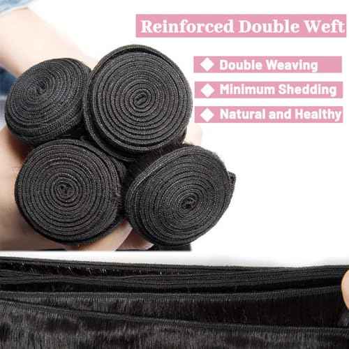 Human Hair Bundles Straight Bundles Human Hair 20 20 20 Inch 100% Unprocessed Brazilia Virgin Hair Double Weft Weave Deals Natural Black - 3 Pack, Style Keep Texture Silky Soft, Hair Extension