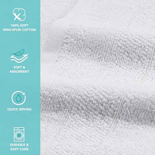Arkwright Premium Washcloths - (Pack of 24) - Soft & Absorbent, 100% Ringspun Cotton, Contemporary Design Wash Cloths with Dobby, Multipurpose Fingertip Towels, White