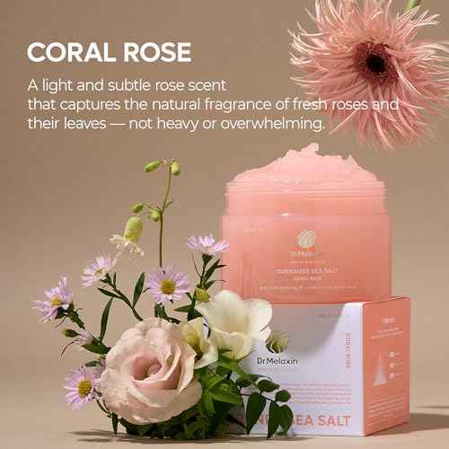 Dr.Melaxin Guerande Sea Salt Perfume Exfoliating Body Scrub for Smooth Skin Body, Amber & Vanilla Scent