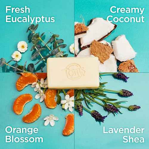 Tom's of Maine Bar Soap Variety Pack, Natural Bar Soap for Women and Men, Lavender & Shea, Fresh Eucalyptus, Creamy Coconut, Orange Blossom, 5 oz Bars (4-Pack)