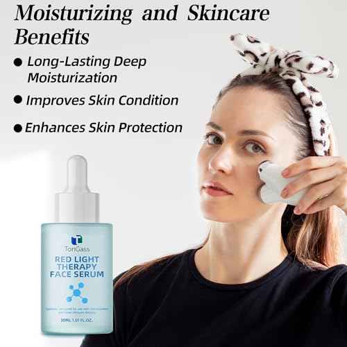 TonGass Red Light Therapy Serum For Face & Neck, Natural Formula Red Light Therapy Activation Serum Fit for Facial Wand - Hyaluronic Acid, Blue Tansy, Aloe Vera, Golden Chamomile