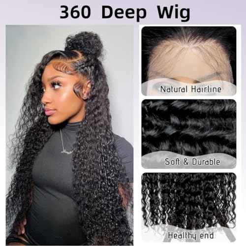 360 Deep Wave Full Lace Wig Human Hair 360 Deep Wave Human Hair Wig Full Lace Wet And Wavy 360 HD Lace Front Wigs Pre Plucked26 Inch