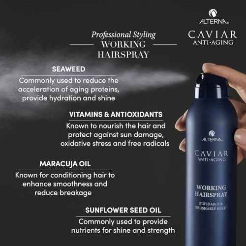 Alterna CAVIAR Anti-Aging Working Hairspray | Buildable, Brushable Hold | Helps Control Frizz & Adds Shine | Sulfate Free