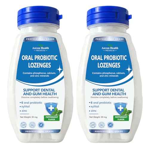 Oral Probiotics Lozenges for Mouth Bad Breath & Gum Repair - Mineral Fusion with Zinc + Calcium for Dry Mouth Relief, Enamel Shield, Mint Flavor with Xylitol - 180 Lozenges, Sugar-free