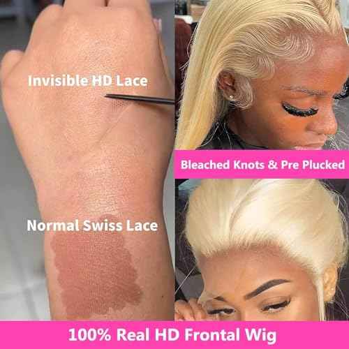 VIPbeauty 613 Lace Front Wig Human Hair Blonde 13X4 HD Transparent Lace Front Wigs Human Hair 180% Density Blonde Wigs Human Hair 613 HD Straight Lace Front Wigs Human Hair Pre Plucked