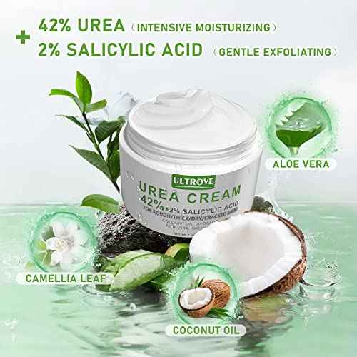 Urea Cream 42% with 2% Salicylic Acid, Callus and Dead Skin Remover, Deeply Moisturize, Repair Dry, Cracked, Rough Skin of Heel, Elbow and Knee, Effective Urea Foot Cream(7oz)