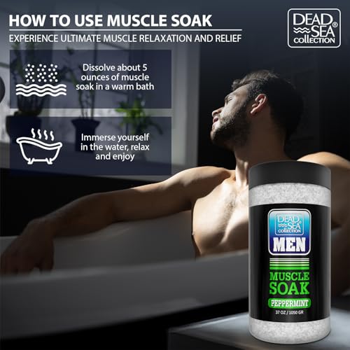 Dead Sea Collection Bath Salts for Men with Peppermint Oil ? Refreshing Soak for Muscle Recovery and Relaxation ? 100% Pure Dead Sea Salt Infused with Essential Minerals ? 37 Oz Jar