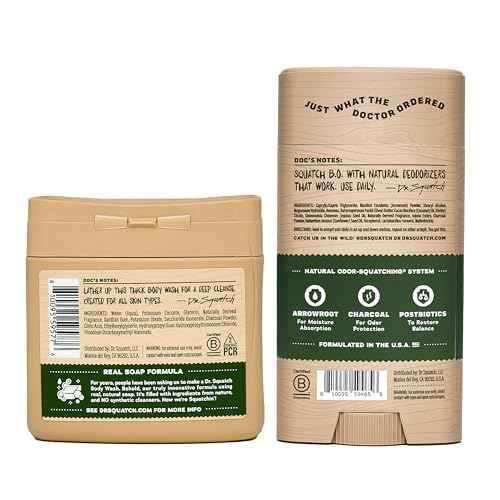 Dr. Squatch NEW Body Wash and Deodorant for Men Gift Set | No Paraben, Phthalate, Sulfate | Odor-Squatching, Aluminum-Free | Pine Tar Body Wash (8 oz, 3-Pack) & Deodorant (2.56 oz, 2-Pack)