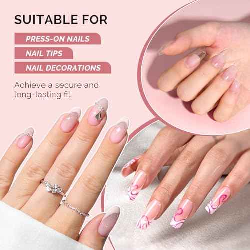 MelodySusie Nail Glue for Acrylic Nails Press on Nails Super Strong and Long Lasting Nail Glue for Adhesive Bond False Nails with Easy Application, 0.07oz 6pcs