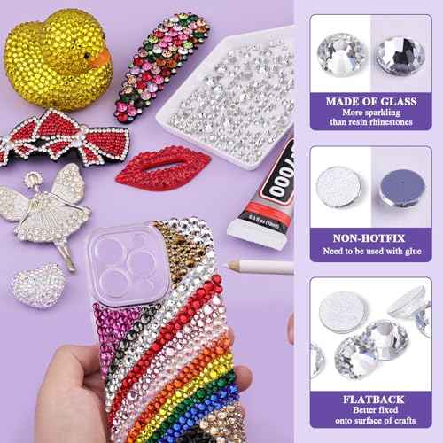 2000PCS SS20/5mm Crystal Rhinestones (Clear), Bedazzling Flatback Glass Rhinestones for Crafting Decor, Gems Diomand Charms for Tumbler Shoes Clothing Mugs Nail Art