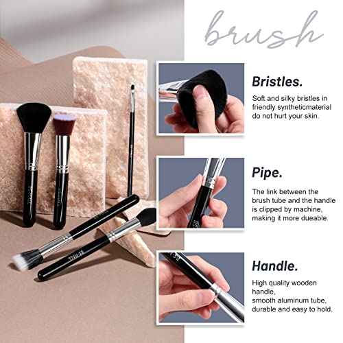 Makeup Brushes BS-MALL Premium Synthetic Foundation Powder Concealers Eye Shadows Makeup 18 Pcs Brush Set, Black Color with Case