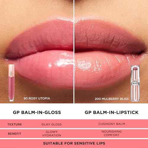 L'Oreal Paris Glow Paradise Hydrating Tinted Lip Balm-in-Gloss with Pomegranate Extract & Hyaluronic Acid, Ultra-Gentle, Non-Sticky Formula, Rose Harmony, 0.23 Fl Oz