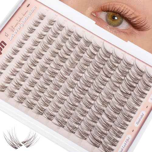 Brown Lash Clusters Wispy Natural Eyelash Clusters C Curl Cluster Eyelash Extensions Pesta?as Postizas Naturales 8-16mm Individual Lashes DIY Cluster Lashes at Home