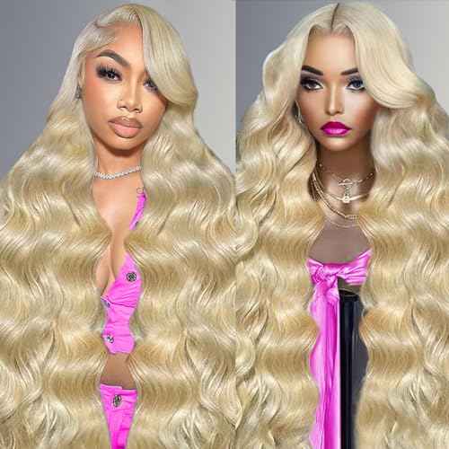 30 Inch 613 13x6 Lace Front Wig Human Hair 200 Density Blonde Wig Human Hair Body Wave Lace Front Wigs Human Hair Pre Plucked 613 HD Lace Frontal Wig 13x6 Blonde Wigs For Women Natural Hairline