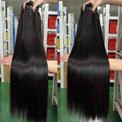 VIPbeauty Raw Straight Bundles Human Hair 14A Grade Straight 1 Single Bundle Human Hair 100% Unprocessed Brazilian Virgin Hair Extensions Raw Remy Hair Bundles Natural Black 95g 24 Inch