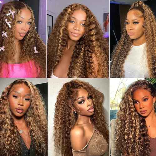 Honey Blonde Water Wave Bundles Ombre Human Hair 3 Bundles 14 16 18 Inch Unprocessed Brazilian Virgin Blonde Water Wave Bundles Human Hair Extensions P4/27 Water Wave Bundles