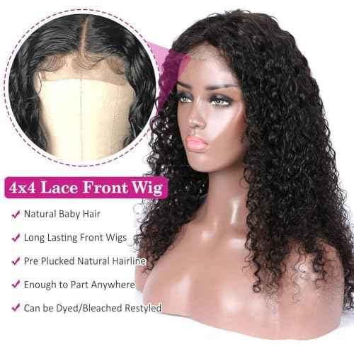 Josblue Deep Wave Lace Front Wigs Human Hair 4x4 Transparent Lace Closure Wigs 180% Density Human Wigs for Black Women Pre Plucked with Baby Hair 26 Inch