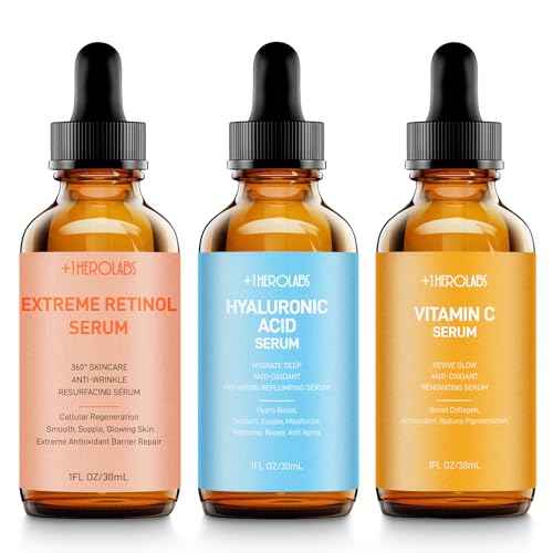 Facial Skin Care Set? Retinol Serum, Vitamin C & Hyaluronic Acid for Face ? Anti Aging Face Serum Set for Women ? Firm, Wrinkle Smoothing, Dark Spot Corrector, Brighten Dullness