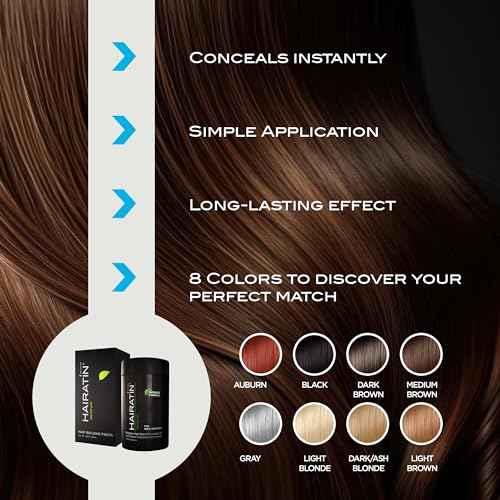 HAIRATIN Building Fibers for Thinning Hair, Dark Brown, 28G - Achieve Fuller, Natural Looking Results, Instantly Conceals Hair Loss in 10 Seconds, Thickener & Bald Spot Cover Up for Men & Women