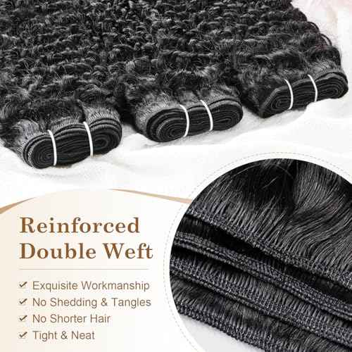 ALLRUN Burmese Curly Bundles Human Hair 3Pcs 16 18 20 Inch Raw Curly Human Hair Bundles with Spiral Ends 3C4A Quick Weave Hair Extensions for Women, Natural Black