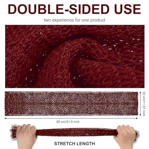 Geiserailie African Net Sponge Long Bathing Net Shower Body Scrubber Back Scrubber Skin Smoother Bathing Sponge for Daily Use or Stocking Stuffer(Wine Red)