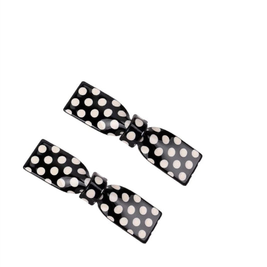 2Pack Black White Spot French Style Resin Hair Barrettes Fashion Hair Accessories Automatic Clasp Hairgrips geometric Hair Clippers Hairpins for Women Girls