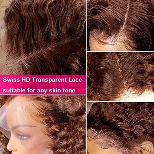 Siyun Show 13x4 Reddish Brown Deep Wave Lace Front Wigs Human Hair Wigs for Black Women 30 Inch Auburn Deep Curly Lace Front Wig