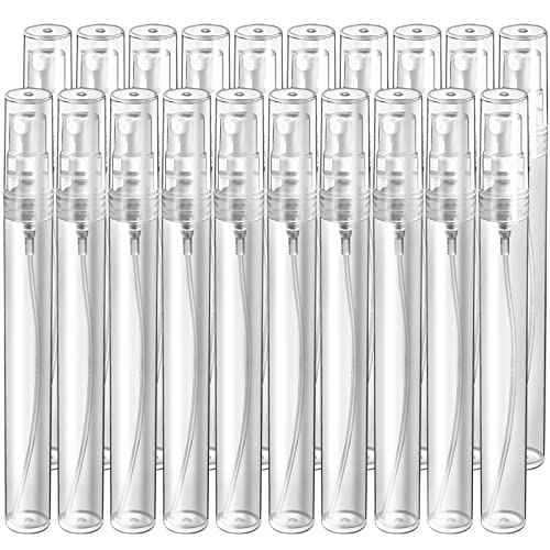 Teenitor Mini Spray Bottle, 20 Pack 10ml Perfume Bottle Empty, Plastic Refillable Perfume Bottles Atomizer, Sample Bottle Fine Mist Spray Bottles, Essential Oil Portable Bottle for Travel