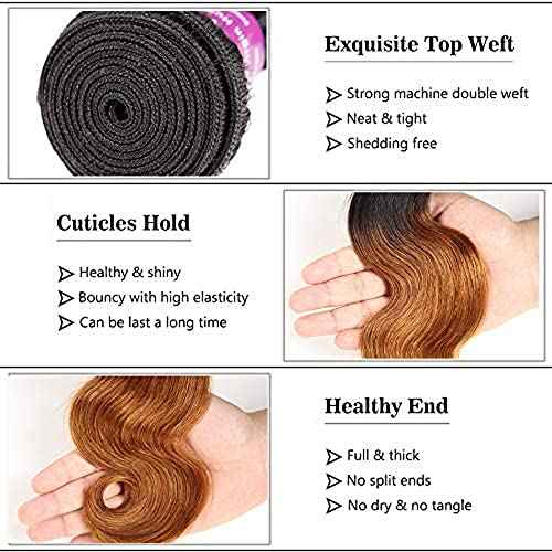 Color #30 Human Hair Bundles Ombre Body Wave Bundles 26 28 30 inch 1B/30 Human Hair Bundle Brown Body Wave Bundle