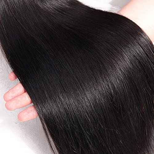 Subella Brazilian Straight Hair 3 Bundles Grade 10A Virgin Brazilian Straight Human Hair Bundles Weave Natural Black Color (18 20 20inch)