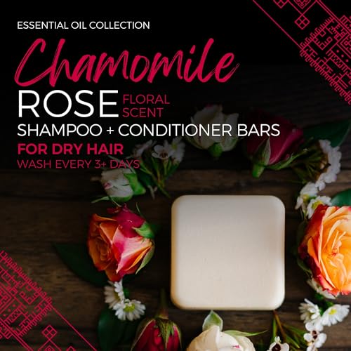 Viori Chamomile Rose Essential Oil Conditioner Bar Made with Rice Water - Handcrafted All Natural Organic Conditioner