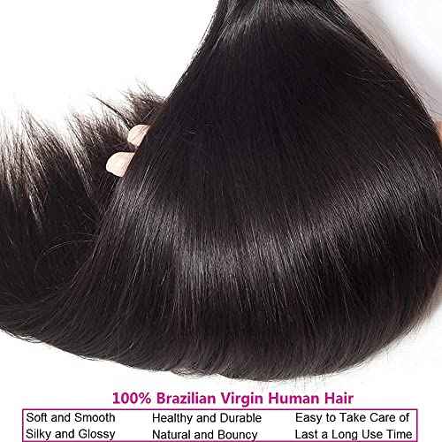 Brazilian Straight Human Hair 4 Bundles 18 20 22 24 Inch 100% Unprocessed Virgin Straight Weave Bundles Human Hair