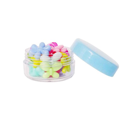 Wopanxye 12pack 10ml Makeup Sample Jars, BPA Free, Small Empty Cosmetic Container, Plastic Round Pot Blue Screw-up Cap Lid, 10g Jar for Lip Gloss Scrubs Salves Ointments Facial Creams Bath Lotions