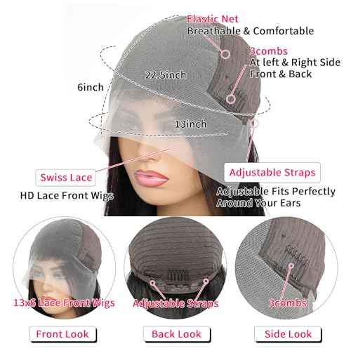 13x6 Water Wave Lace Front Wigs Human Hair Wigs 10A 250 Density HD Transparent Wet and Wavy Lace Front Wigs Glueless Deep Curly Lace Frontal Wigs Human Hair Pre Plucked for Women£¨12 Inch£©