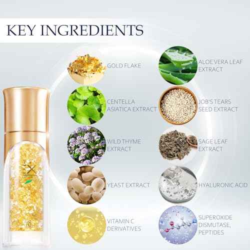 ROYAL HERB EX LOTION Face, Neck and D?collet? Moisturizer with Aloe Vera, Hyaluronic Acid, Yeast Extract and Gold, 1.18 FL OZ / 35ml