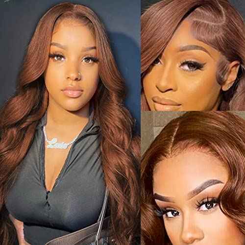 Chocolate Brown Lace Front Wig Human Hair 150% Density Auburn 13X4 Body Wave Lace Front Wig Human Hair Colored Hd Transparent Glueless Wigs Pre Plucked 26Inch