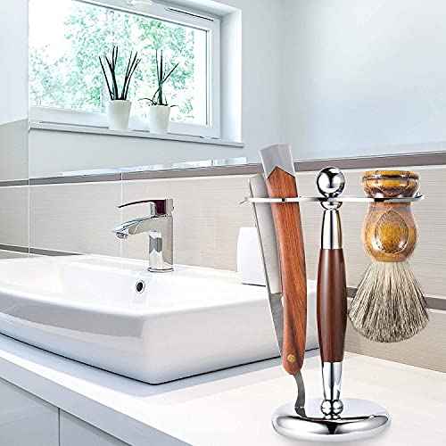 Men Straight Shaving Razor Badger Hair Brush Stand Holder Leather Strop Soap Bowl