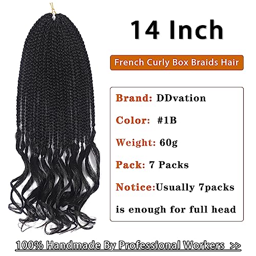 8 Packs 14 Inch Crochet Box Braids Hair with Curly Ends Pre looped Goddess Box Braids Crochet Hair Box Braids Braiding Hair Crochet Braids Hair for Women(14 inch,1B)