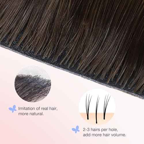 DOORES Clip in Hair Extensions Real Human Hair 14 inch 110g 7pcs Invisible Human Hair Extensions Clip ins, Injected Seamless PU Clipins Virgin Invisi Edge Natural Straight, 4A Chocolate Brown