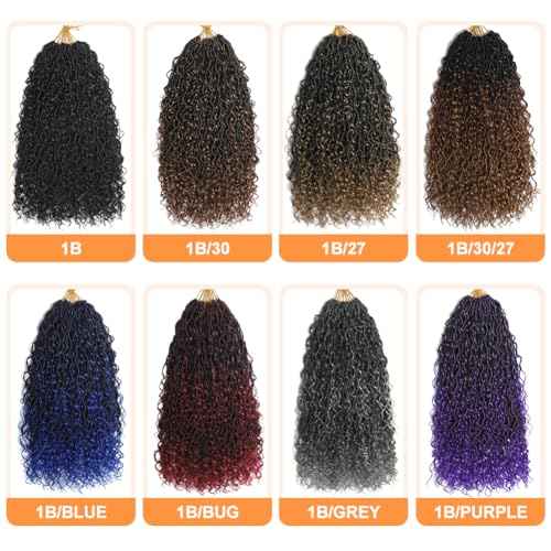 24 Inch Goddess Locs Crochet Hair 8 Packs Faux Locs Crochet Hair for Black Women 1B/Purple Pre-curled River Locs Hair for Women Pre Looped Bohemian Hair Synthetic Extensions (1B/Purple,24 Inch)