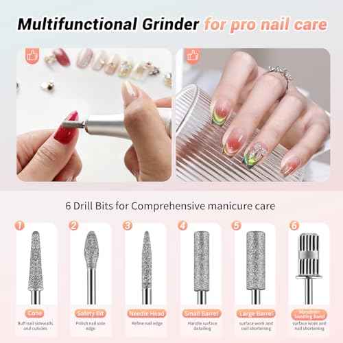 35000 rpm Professional Nail Drill Machine, Portable Electric Efile Drill for Shaping, Buffing, Removing Acrylic Nails, Gel Nails Manicure Pedicure Kit