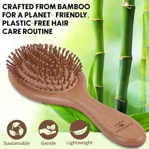 Bamboo Brush for Hair Growth ? Natural Bristle Brush for Detangling, Reduces Breakage, Massaging Scalp Thick/Thin/Curly/Dry/Wet Hair ? Wooden Paddle brush w/Ergonomic Handle Ideal for Women & Men
