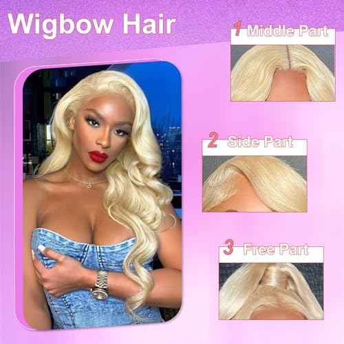 613 Blonde 30 Inch 13X6 HD Lace Front Wigs Human Hair Body Wave 613 Loose Body Wave 13X6 Transparent Lace Frontal Wigs 100% Human Hair Pre Plucked with Baby Hair Daily Wear Wig for Women