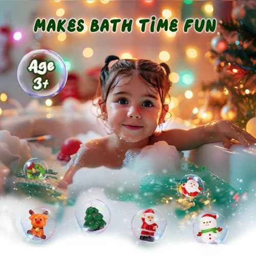 Christmas Bath Bombs for Kids with Surprise Toys Inside, 2025 Christmas Stocking Stuffers Gift for Kids, 6 Pack Bubble Bath Bomb for Boys Girls Toddlers