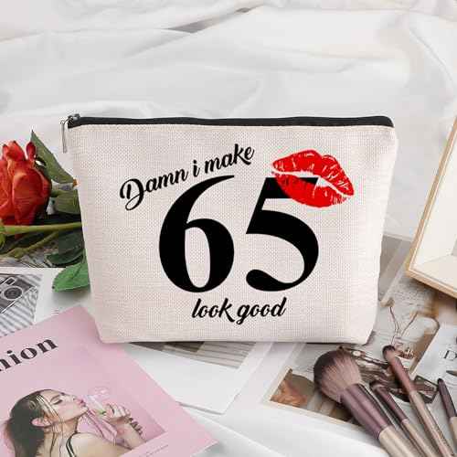 65th Birthday Gift for Women: Travel Makeup Bag - Cosmetic Bag for 65 Year Old Woman Turning 65
