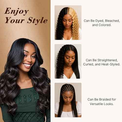 Wequeen 16A Body Wave Human Hair Bundles 14 16 18 Inch 100% Unprocessed Brazilian Virgin Hair Quick Weave Bundles Human Hair Extensions Real Human Hair, Natural Black